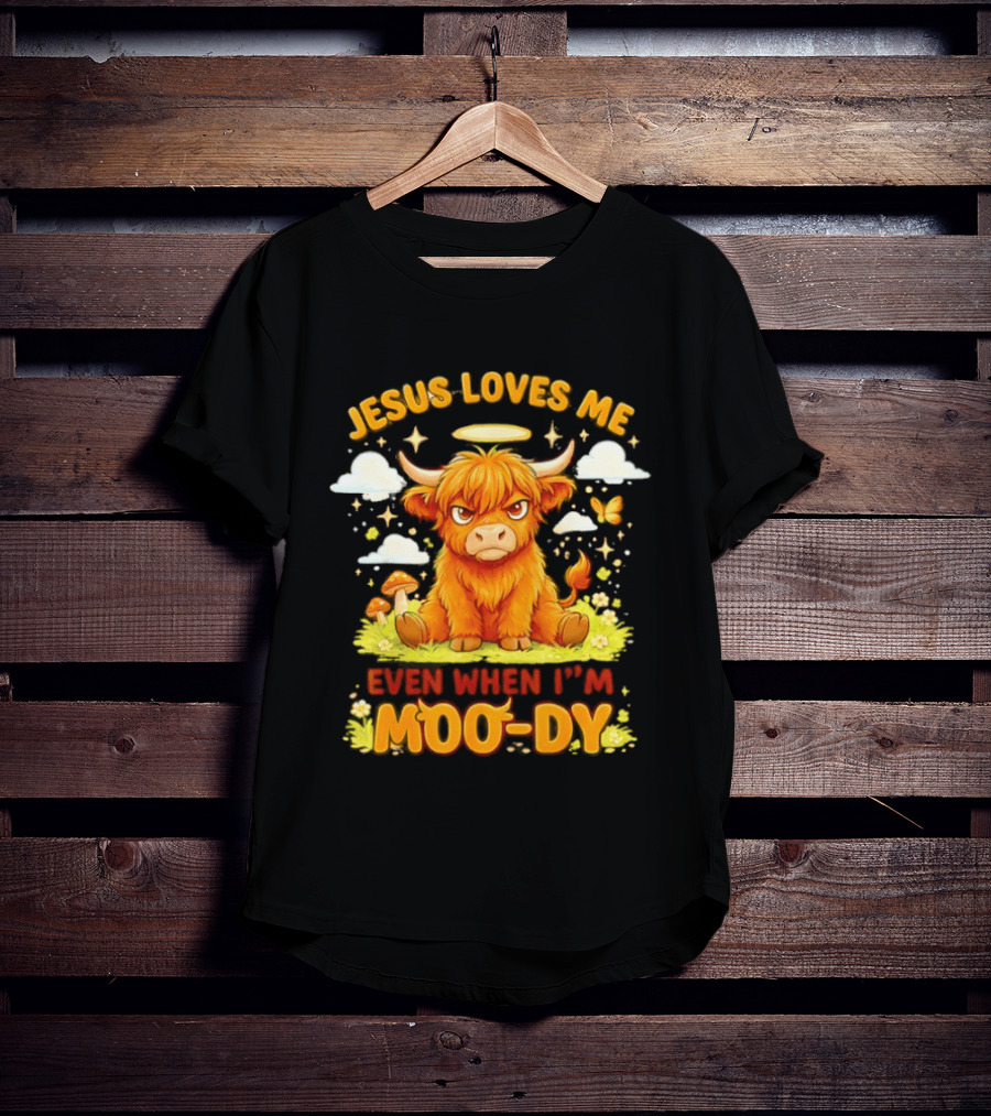 Grumpy Bison Jesus Loves Me Even When I'm Moo Dy Yellow T-Shirt