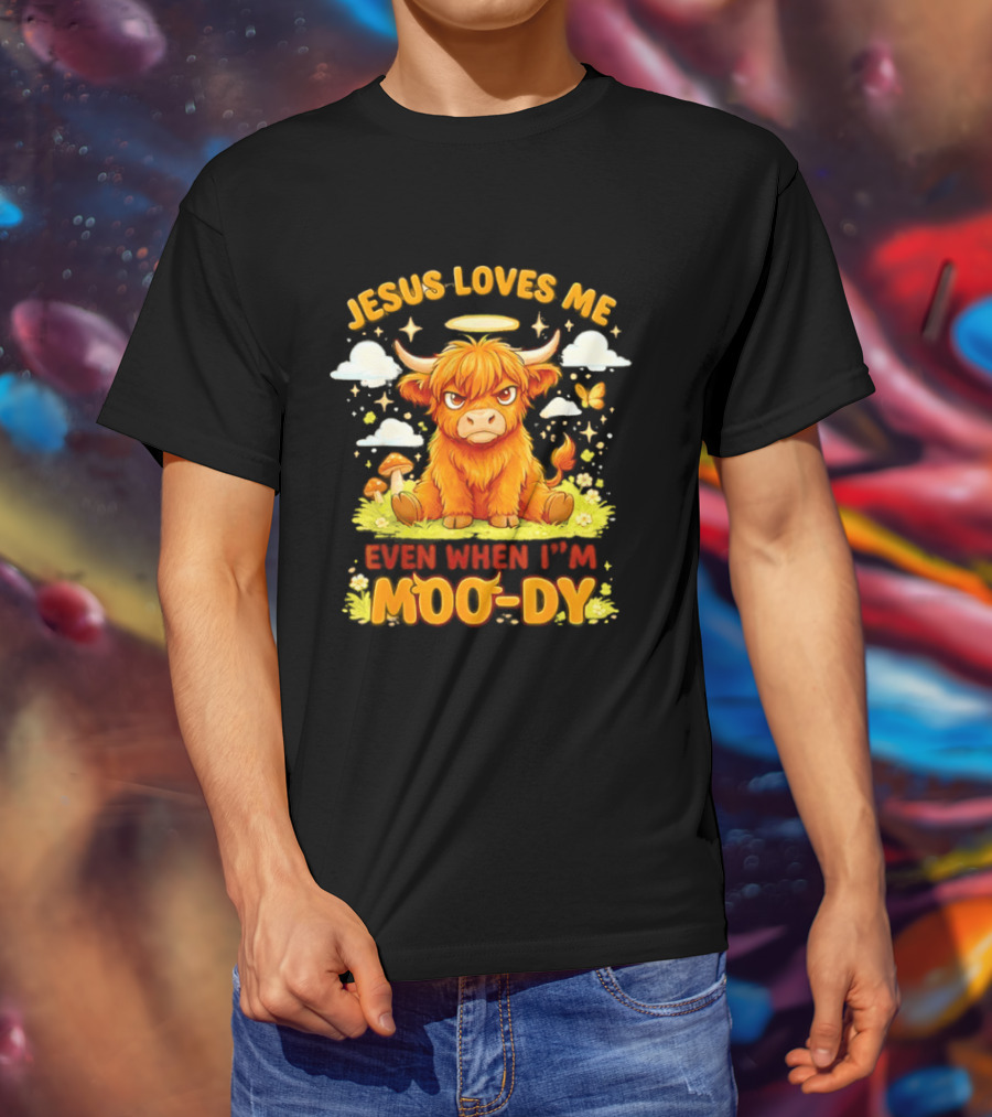 Grumpy Bison Jesus Loves Me Even When I'm Moo Dy Yellow T-Shirt