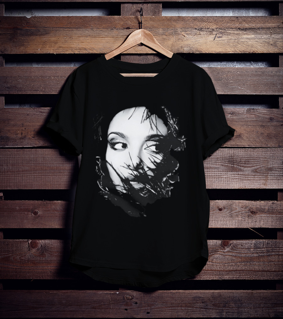 Jade Face Mysterious Gaze Black And White Brushstroke T-Shirt