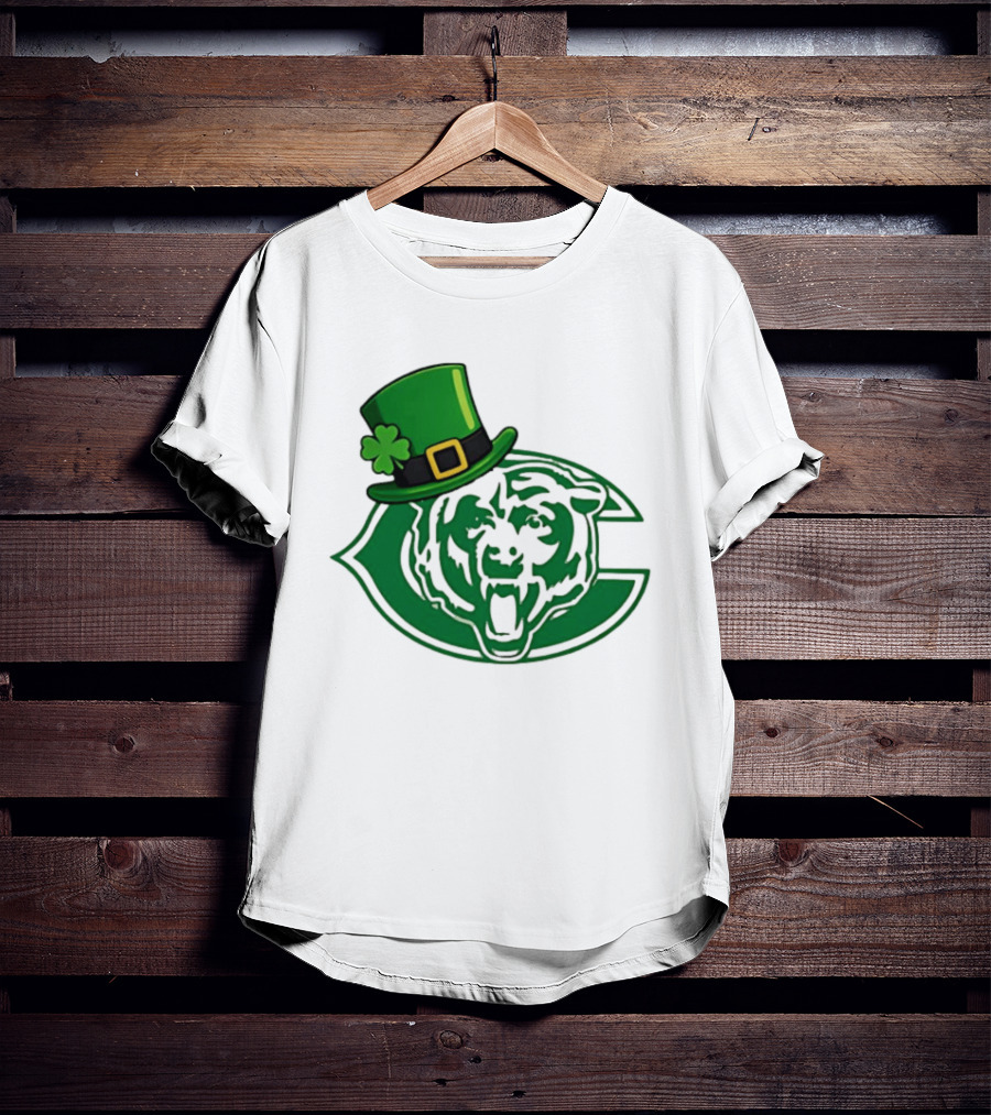 Chicago Bears St Patrick's Day Green Logo With Irish Hat T-Shirt