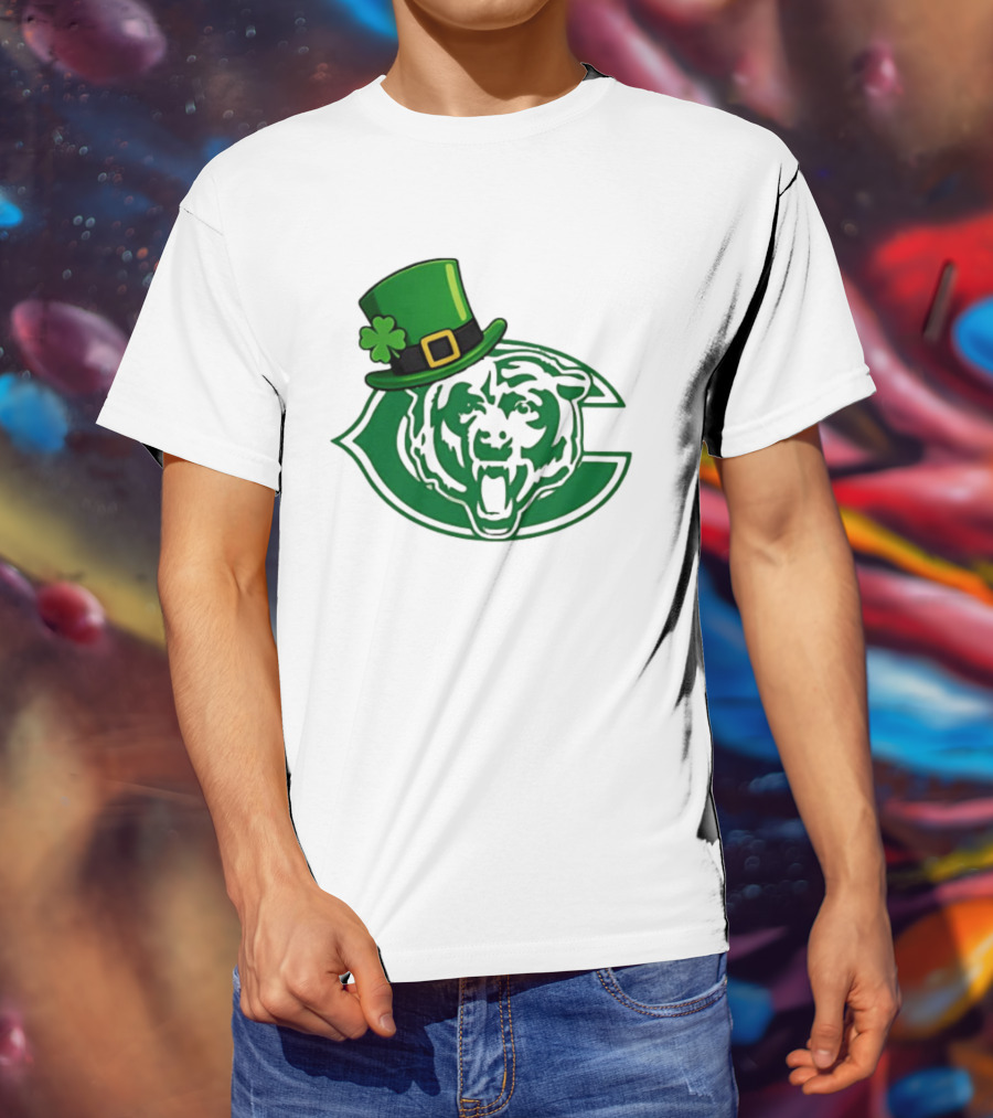 Chicago Bears St Patrick's Day Green Logo With Irish Hat T-Shirt