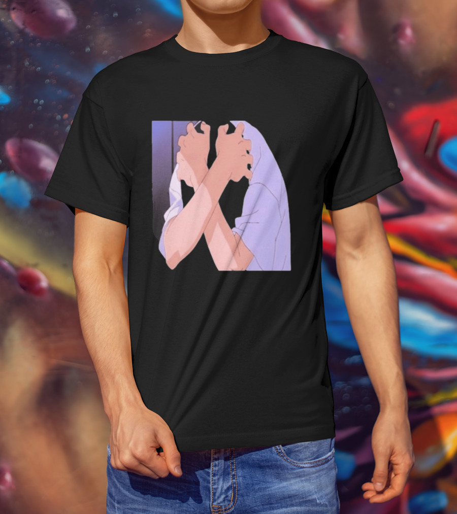 Ikari Shinji Sad Guy Clenched Hands Anime Scene T-Shirt