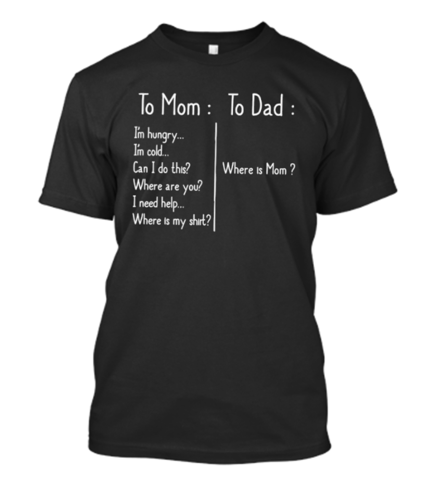 To Mom To Dad I'm Hungry Where Is Mom I Need Help Where Is My T-Shirt