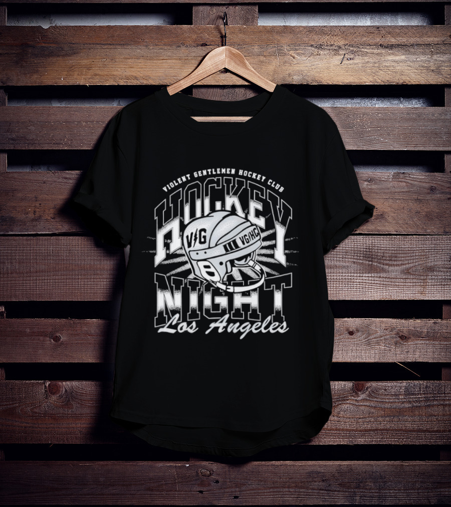 Violent Gentlemen Hockey Club VG Helmet Los Angeles Hockey Night T-Shirt