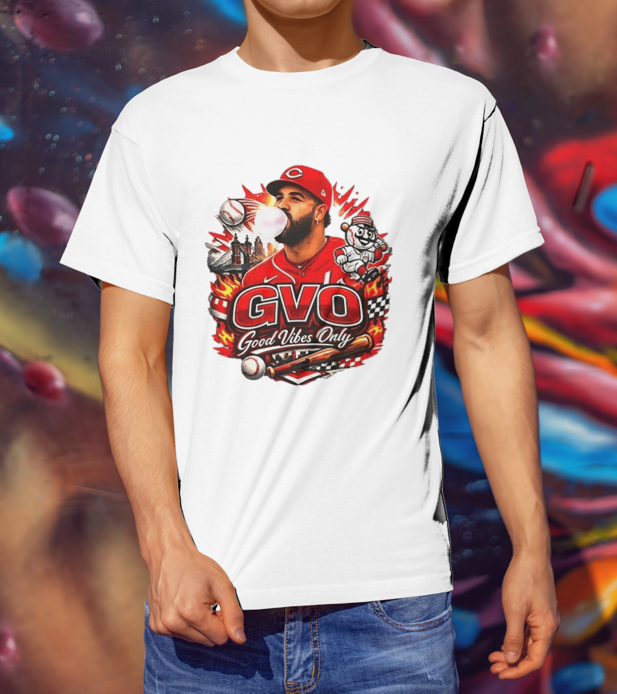 GVO Good Vibes Only Eugenio Suarez Reds Baseball Cincinnati Sports T-Shirt