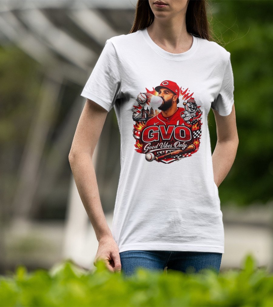 GVO Good Vibes Only Eugenio Suarez Reds Baseball Cincinnati Sports T-Shirt
