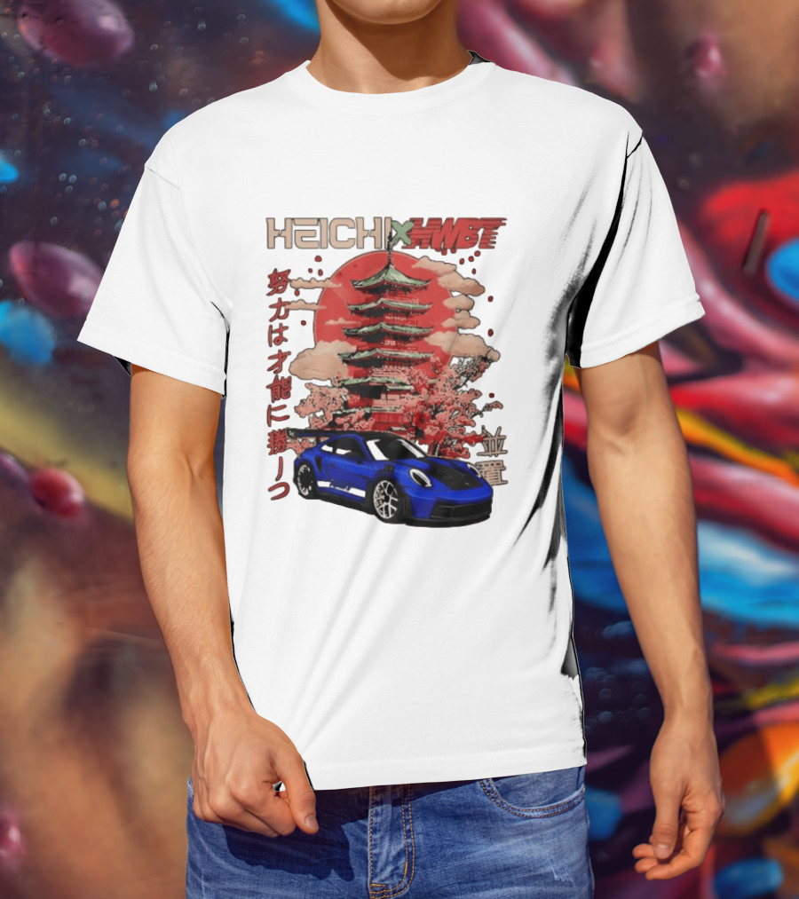 Haichi HWBT 2025 Pagoda Blue Sports Car Red Sun Japanese T-Shirt