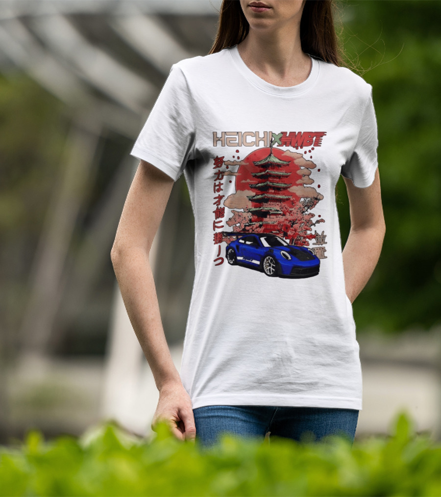 Haichi HWBT 2025 Pagoda Blue Sports Car Red Sun Japanese T-Shirt