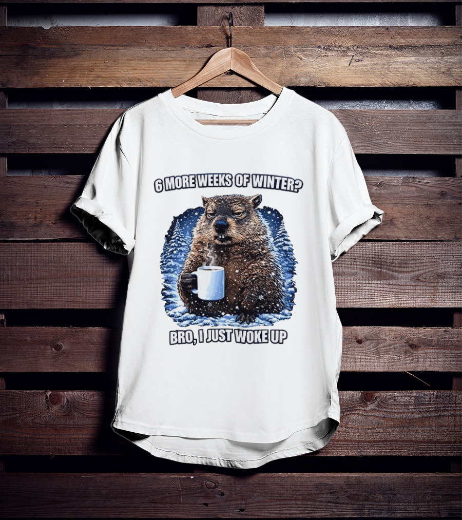 6 More Weeks Of Winter Bro I Just Woke Up Groundhog Meme T-Shirt