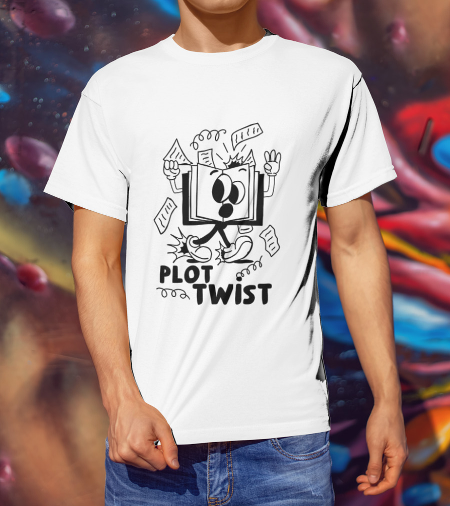 Plot Twist Cartoon Book With Animated Pages And Feet T-Shirt