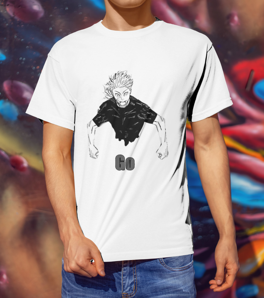 Satoru Gojo Half Body Go Meme Jujutsu Kaisen T-Shirt