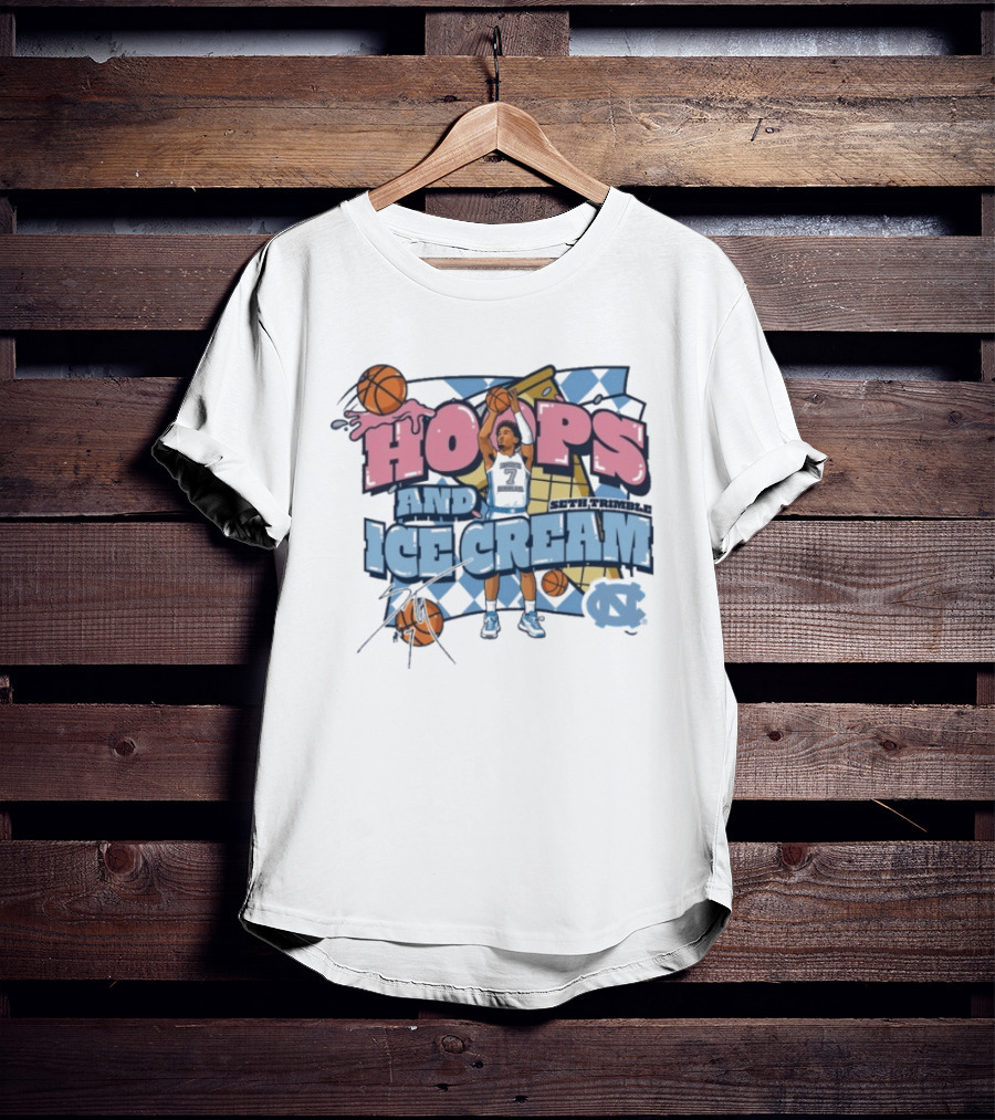 Hoops And Ice Cream UNC North Carolina Tar Heels Basketball Seth Trimble T-Shirt