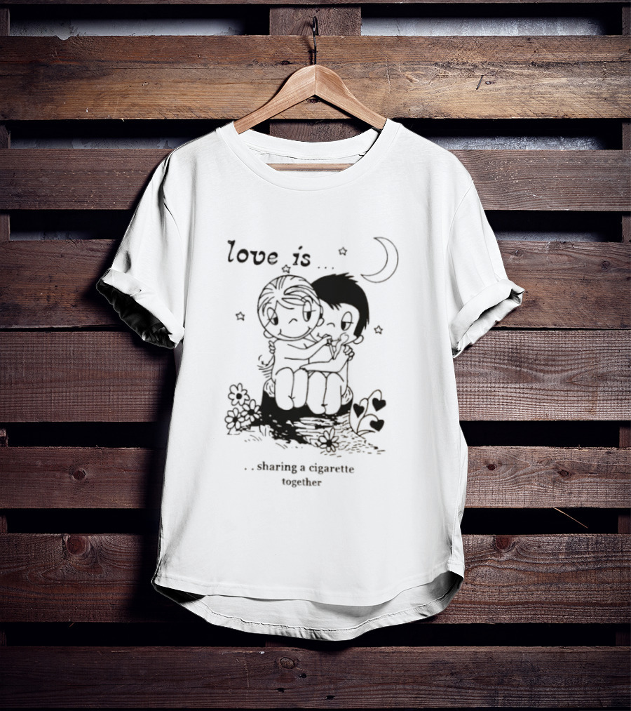 Love Is Sharing A Cigarette Together Moon Stars Kim Grove T-Shirt
