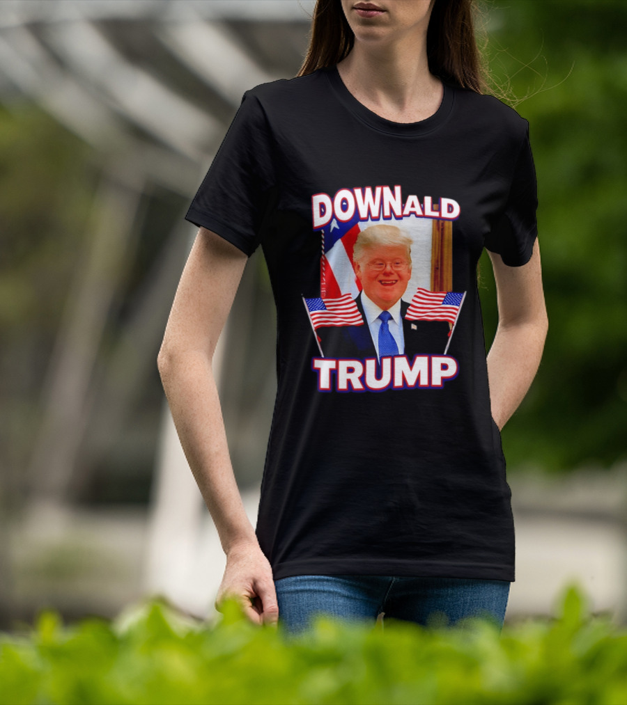 Downald Trump American Flag Parody With Patriotic Backdrop T-Shirt