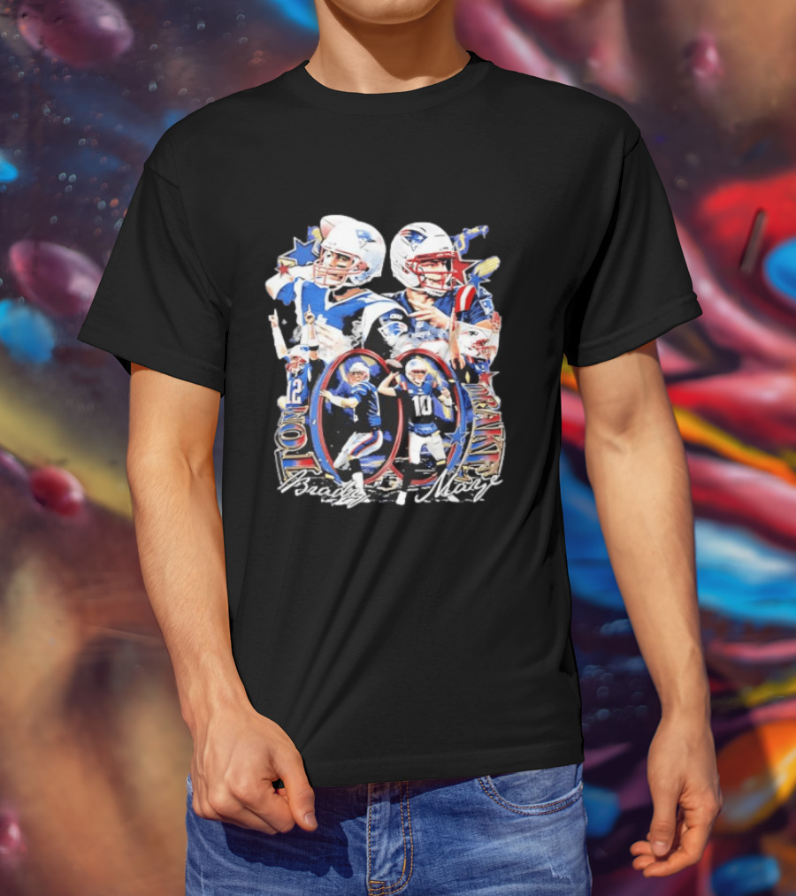 Drake Maye Tom Brady Patriots Quarterback Legacy Moments T-Shirt
