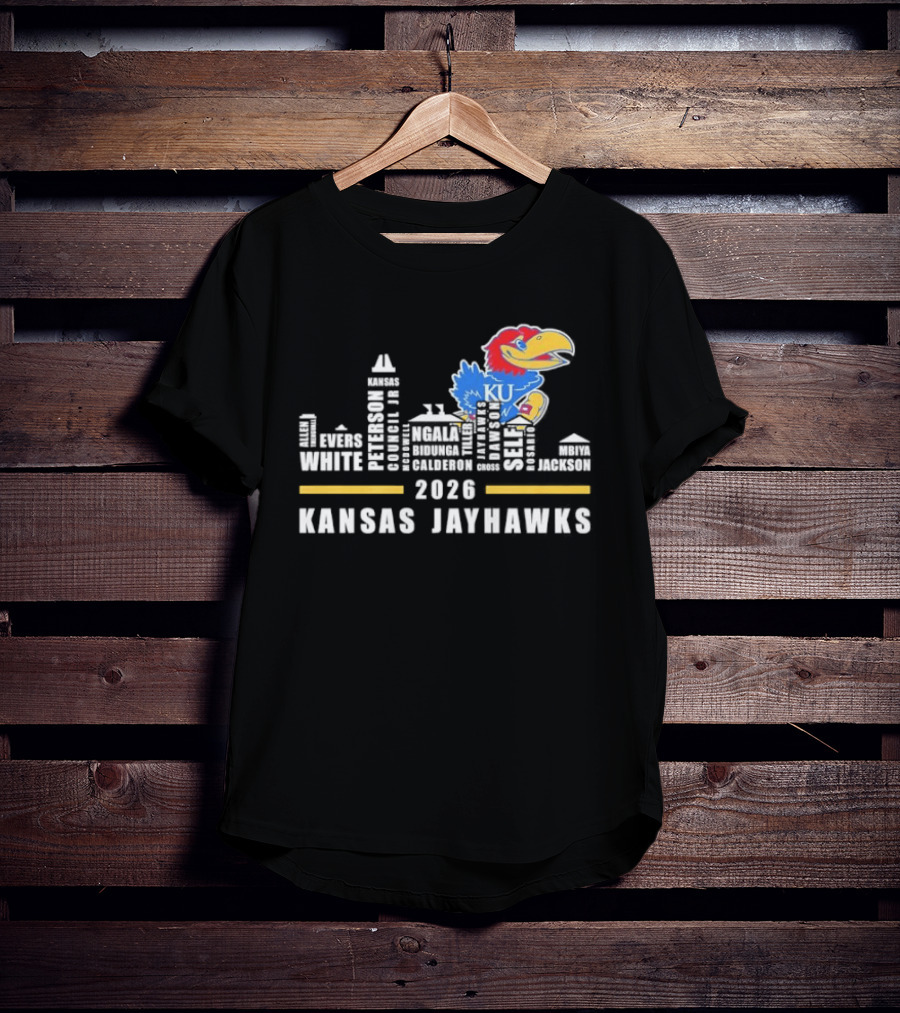 Kansas Jayhawks 2026 Skyline City KU Basketball Team T-Shirt