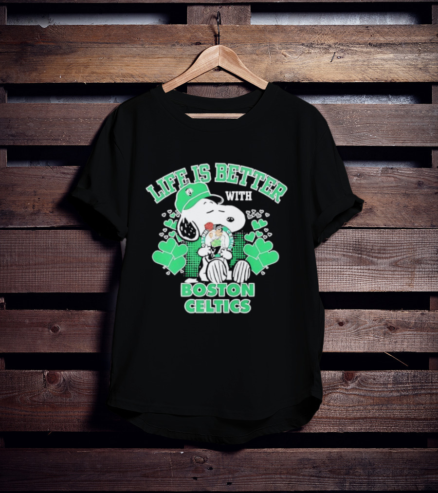 Life Is Better With Snoopy Boston Celtics St. Patrick's Day T-Shirt