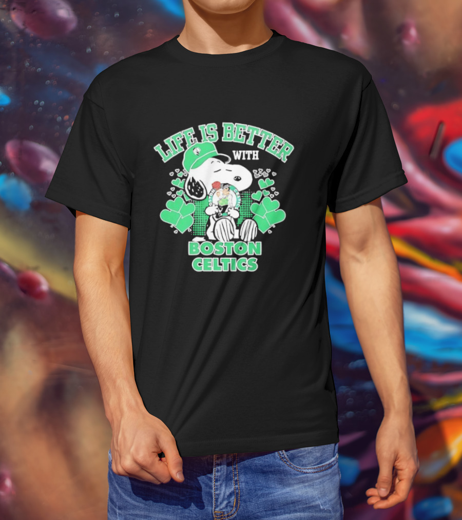 Life Is Better With Snoopy Boston Celtics St. Patrick's Day T-Shirt