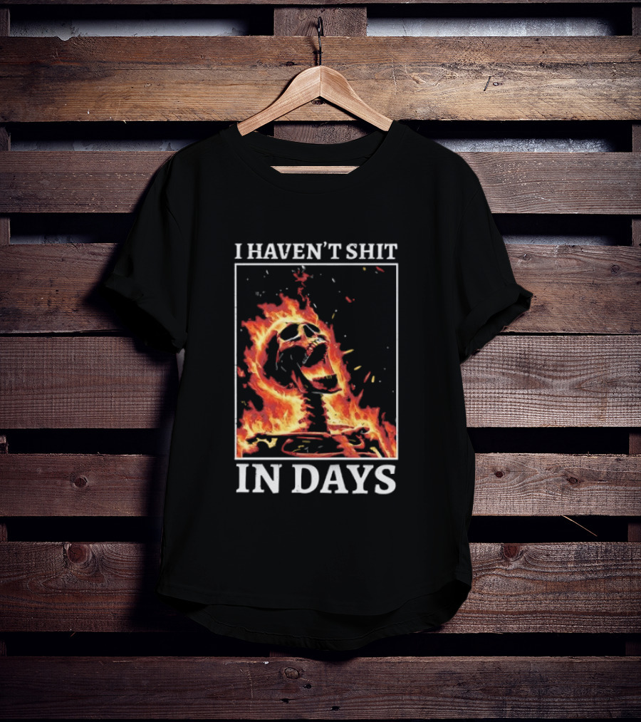Skeleton On Fire I Haven't Shit In Days Humorous Flame T-Shirt