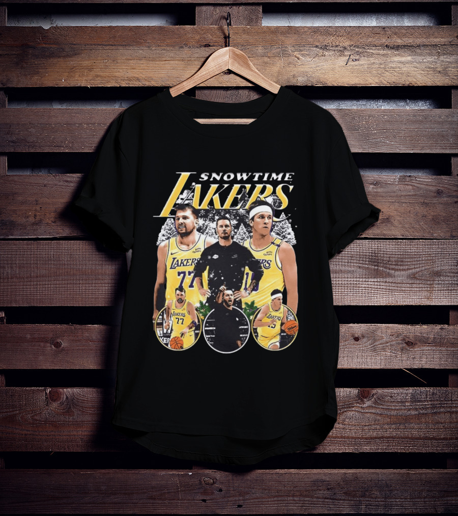 Snowtime Lakers Basketball Champions Iconic Players And Coach T-Shirt