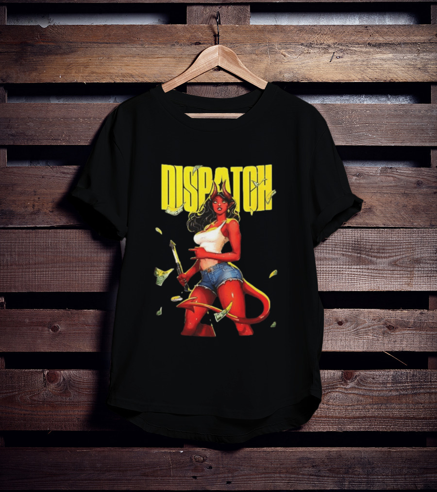 Parky Dispatch Malevola Devil Woman In Denim And White Top With Yellow T-Shirt