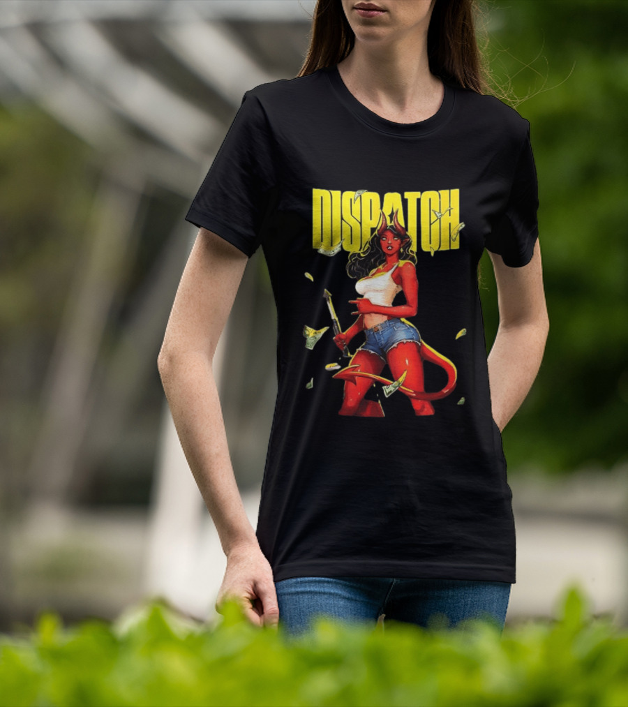 Parky Dispatch Malevola Devil Woman In Denim And White Top With Yellow T-Shirt