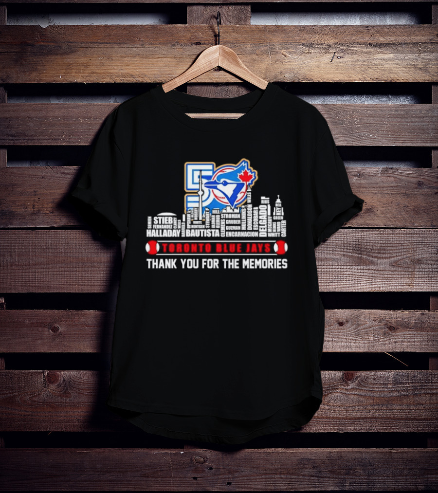 Toronto Blue Jays 50 Seasons Skyline Player Names Thank You For The Memories 1977 2027 T-Shirt