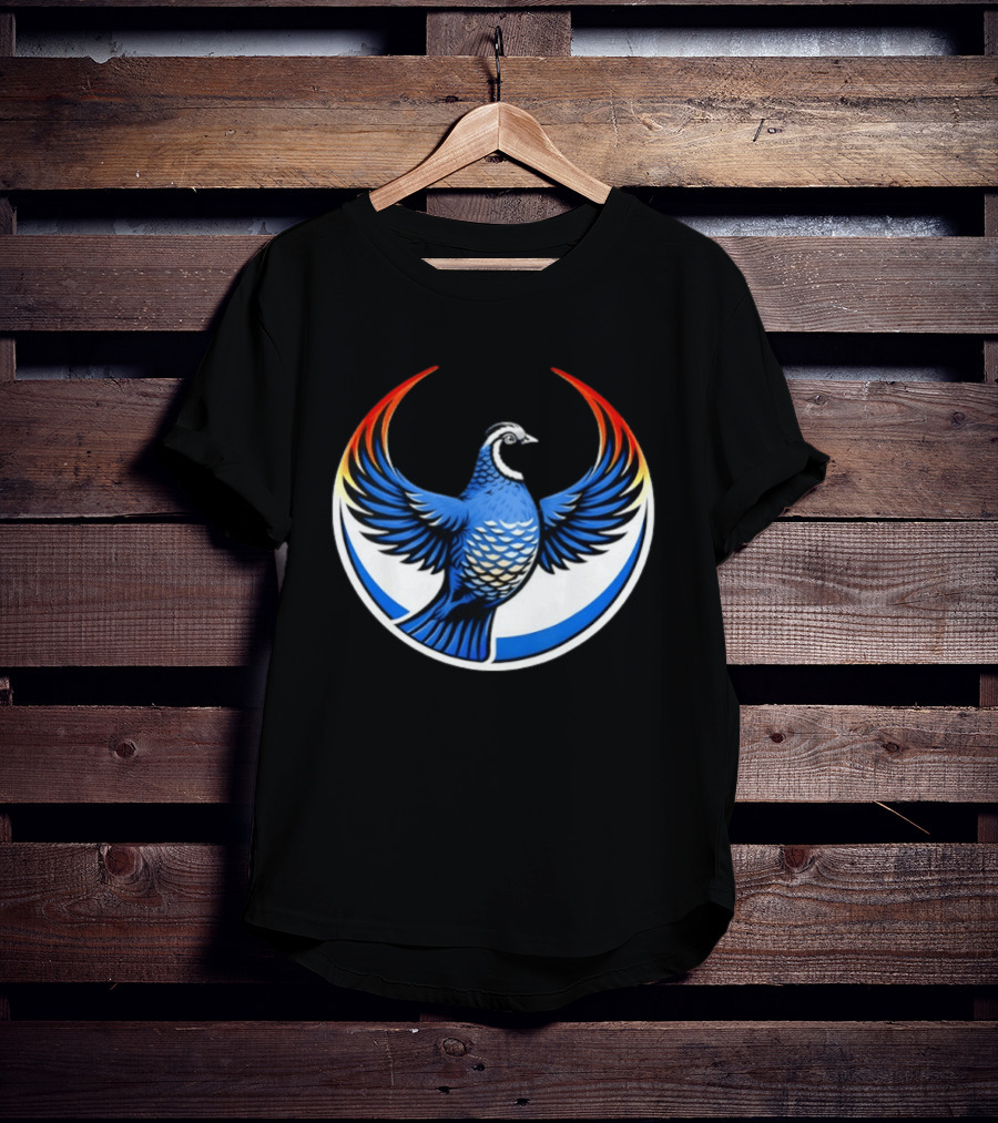 California Quail Wings Up Blue T-Shirt