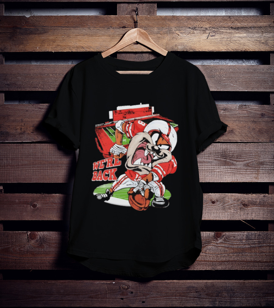 Dropout We're Back Football Cartoon Stadium Red Uniform Number 8 T-Shirt