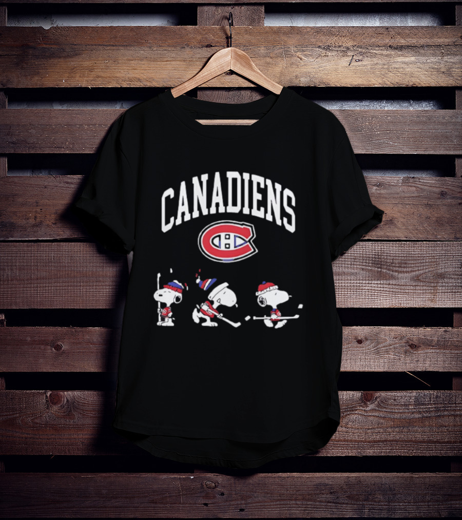 Montreal Canadiens Peanuts Snoopy Hockey Go Habs Go T-Shirt