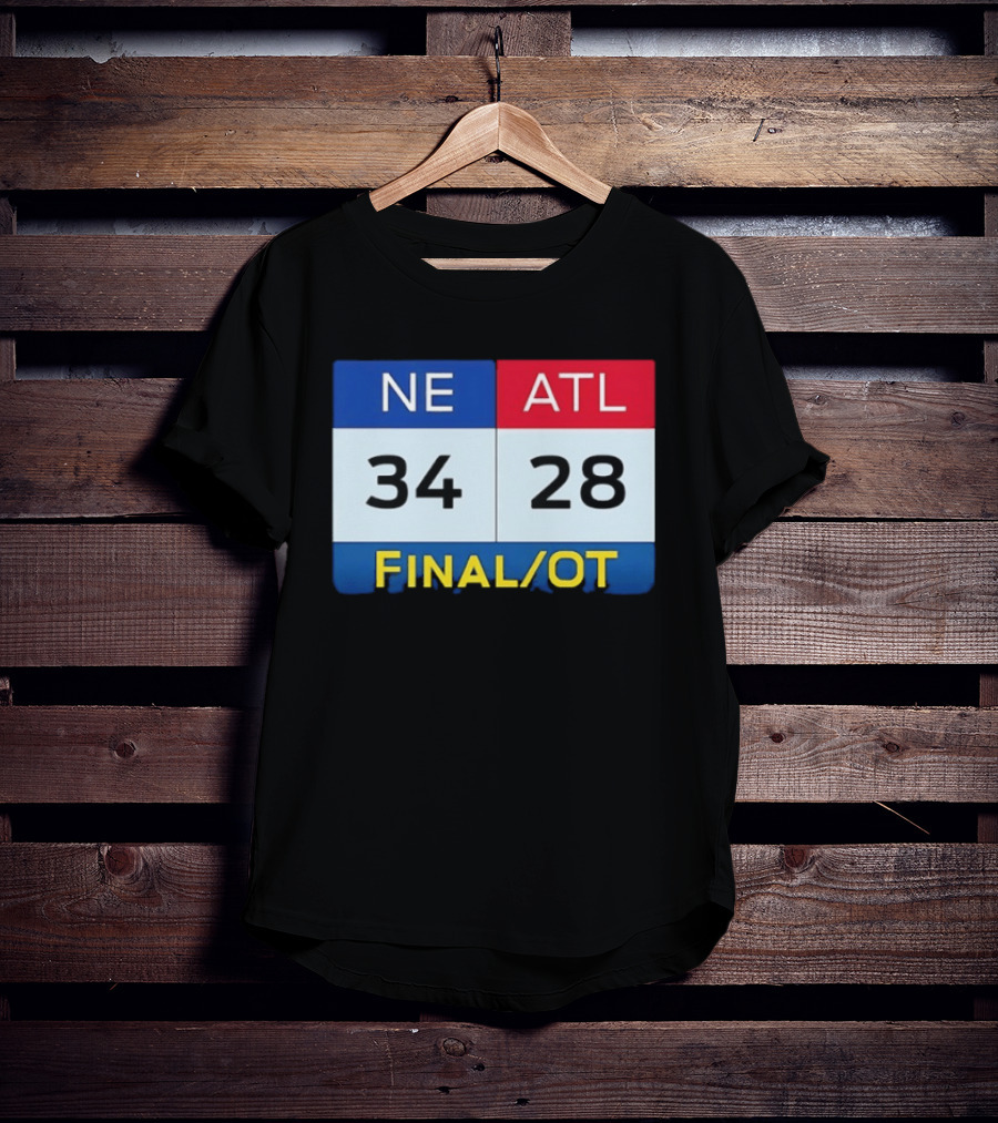 NE 34 ATL 28 Final OT Super Bowl LI Scoreboard T-Shirt