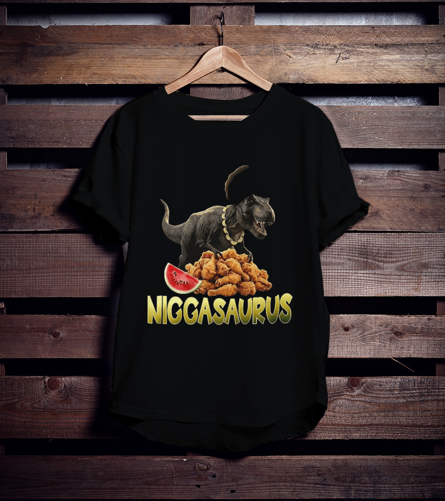 Niggasaurus Fried Chicken And Watermelon Meme T-Shirt