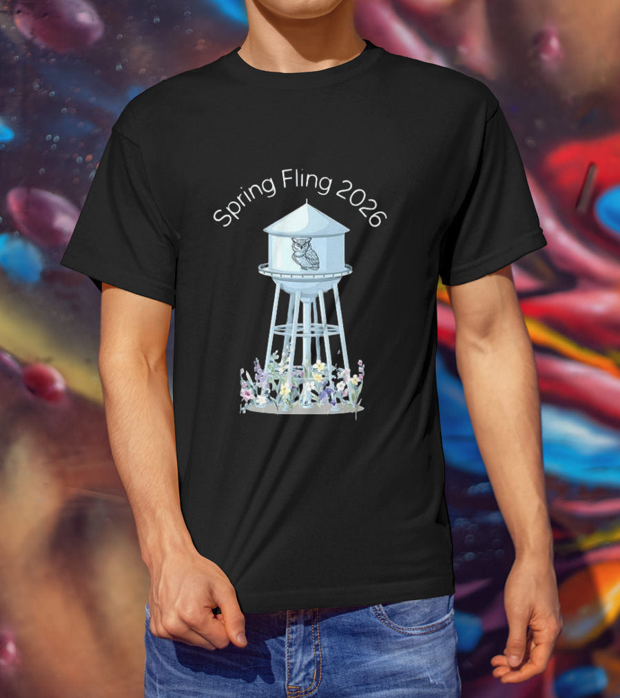 Spring Fling 2026 Owl Water Tower Blossoms T-Shirt