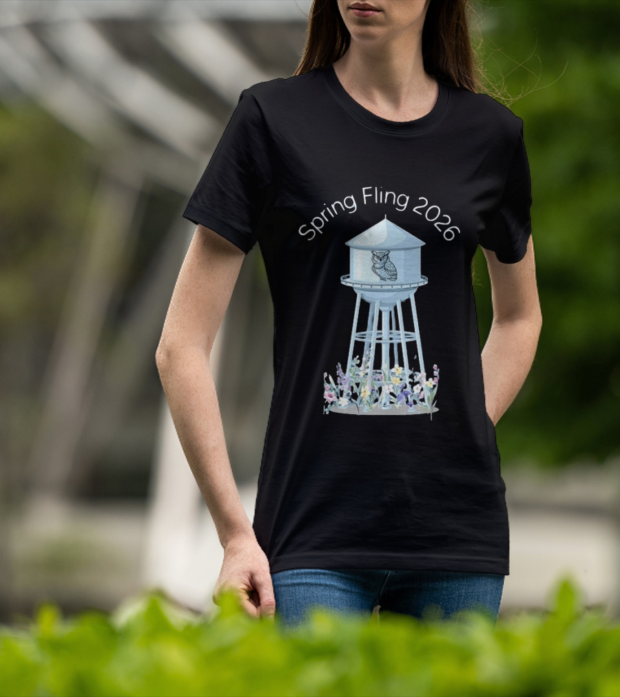 Spring Fling 2026 Owl Water Tower Blossoms T-Shirt