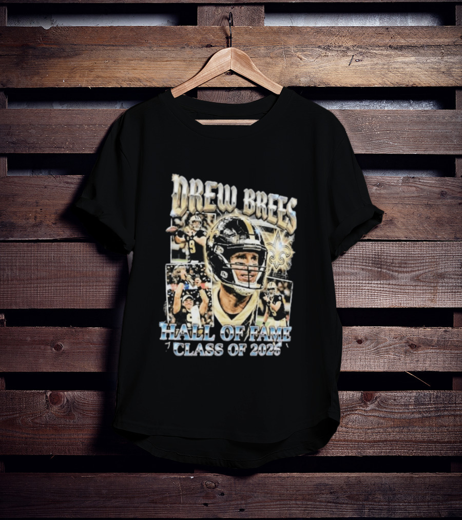 Drew Brees Hall Of Fame Class Of 2026 Quarterback Inductee NFL Football Star T-Shirt