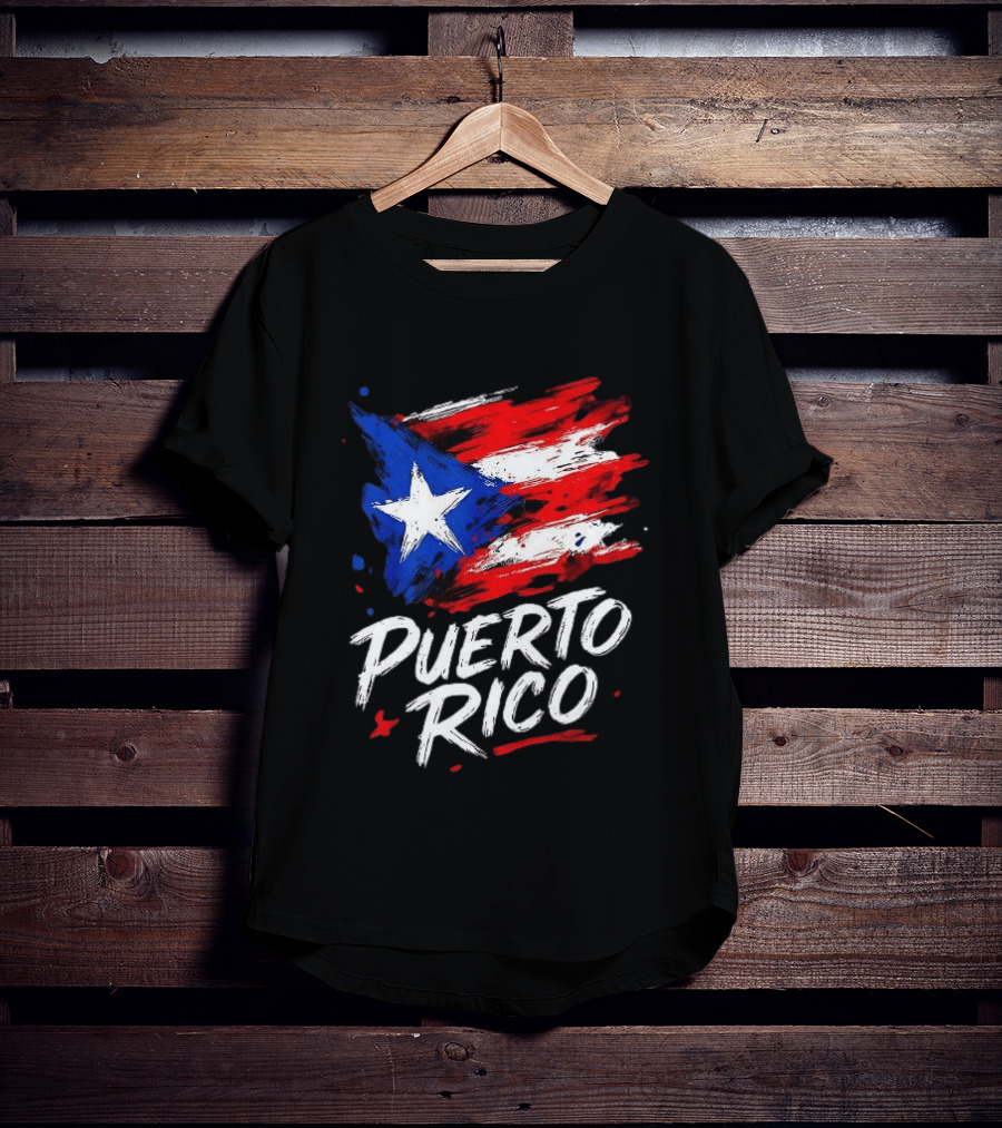 Puerto Rico Flag Brush Stroke Style Classic Representation T-Shirt