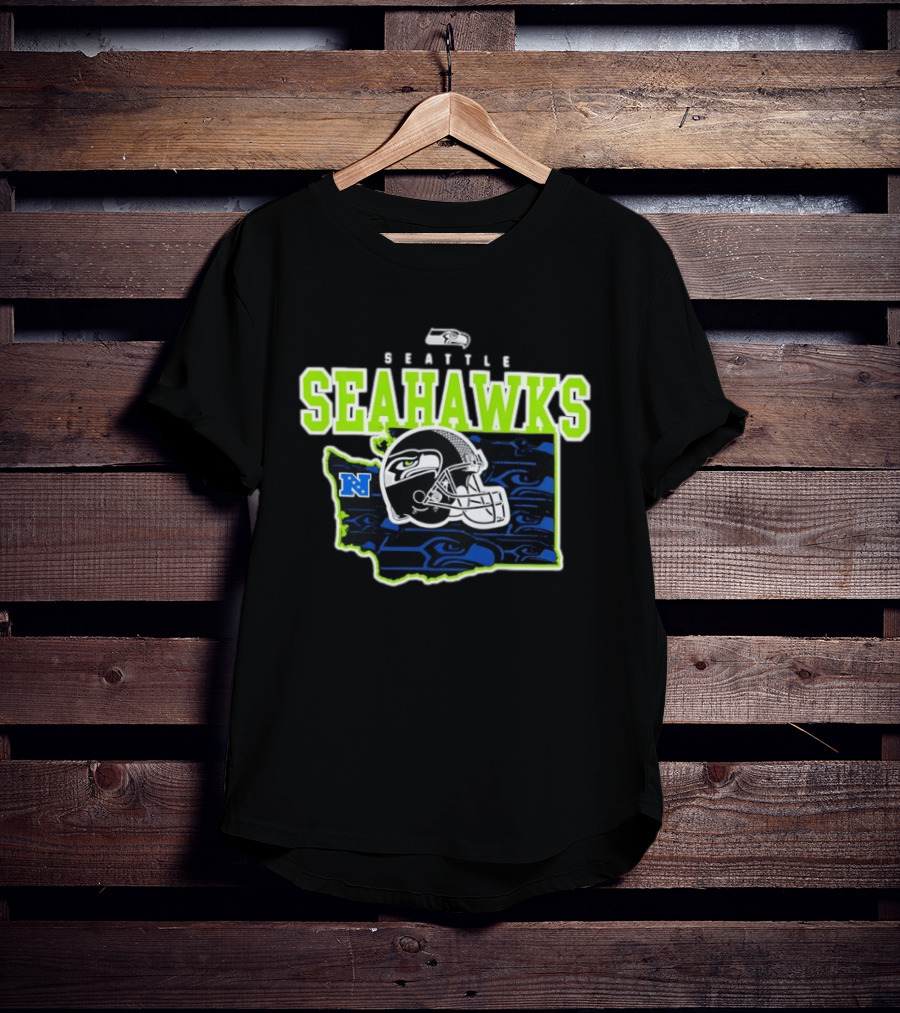 Seattle Seahawks Evergreen State Helmet Map Gameday NFL Team T-Shirt