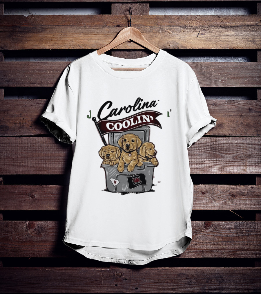 Carolina Coolin' South Carolina Gamecocks Puppies In Ice Chest T-Shirt