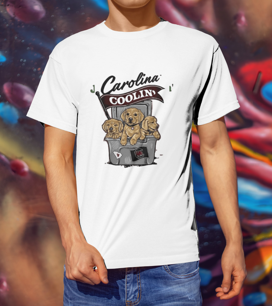 Carolina Coolin' South Carolina Gamecocks Puppies In Ice Chest T-Shirt