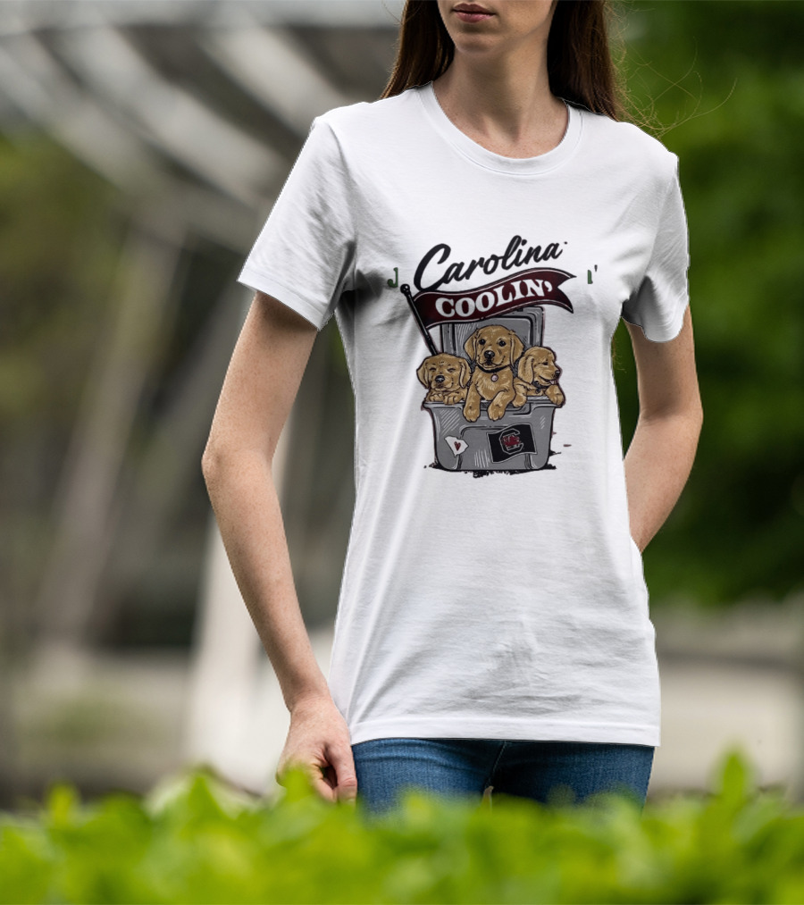 Carolina Coolin' South Carolina Gamecocks Puppies In Ice Chest T-Shirt