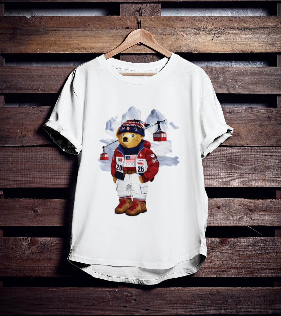 Taylor Olympics 2026 Bear Winter Skiing Outfit T-Shirt