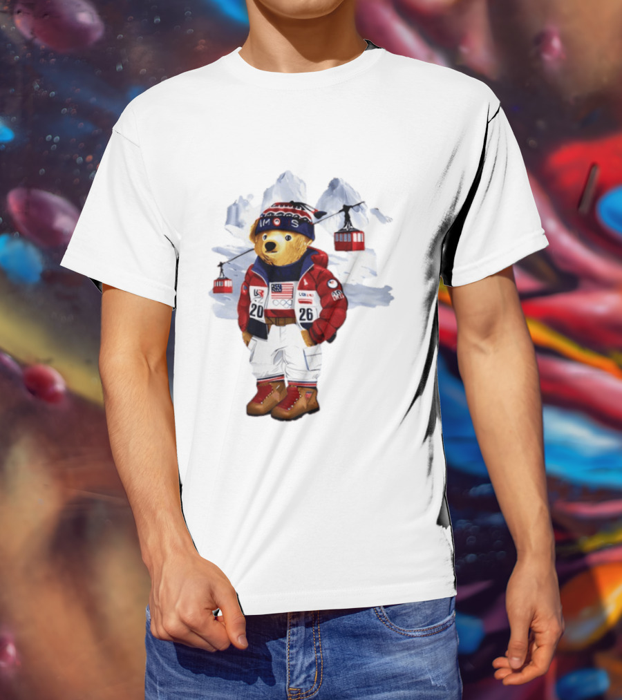 Taylor Olympics 2026 Bear Winter Skiing Outfit T-Shirt