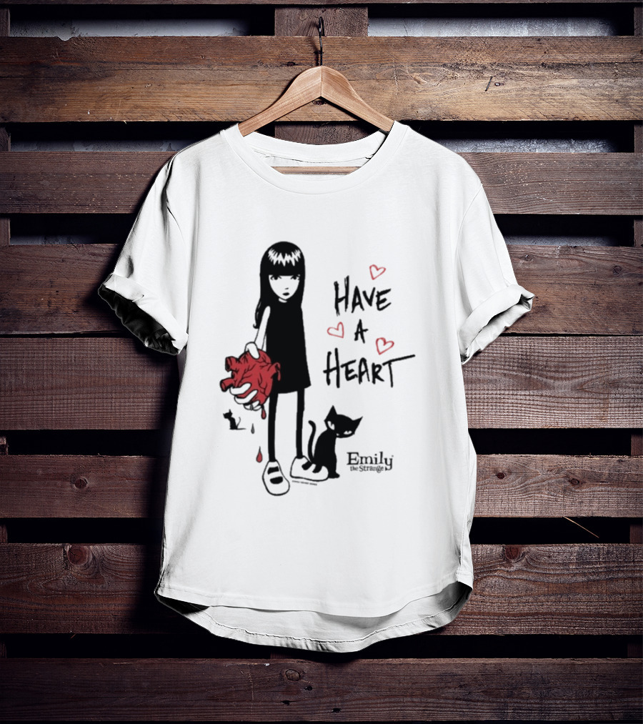 Emily The Strange Have A Heart Dripping Red Hearts Cat T-Shirt