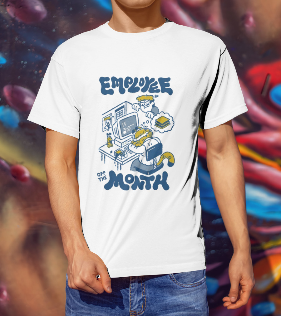 Employee Of The Month Henrique Torres Cat Sleeping Computer Sandwich T-Shirt