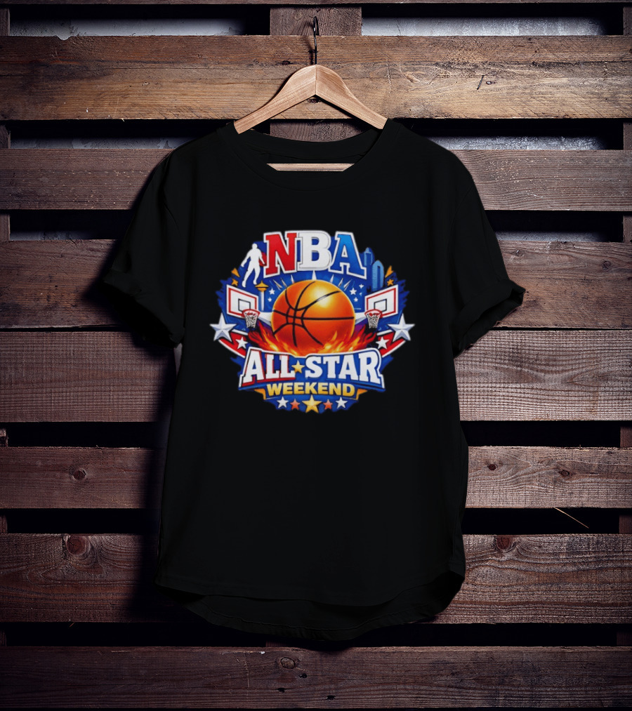 NBA All Star Weekend 2026 Basketball Hoops Stars Skyline T-Shirt