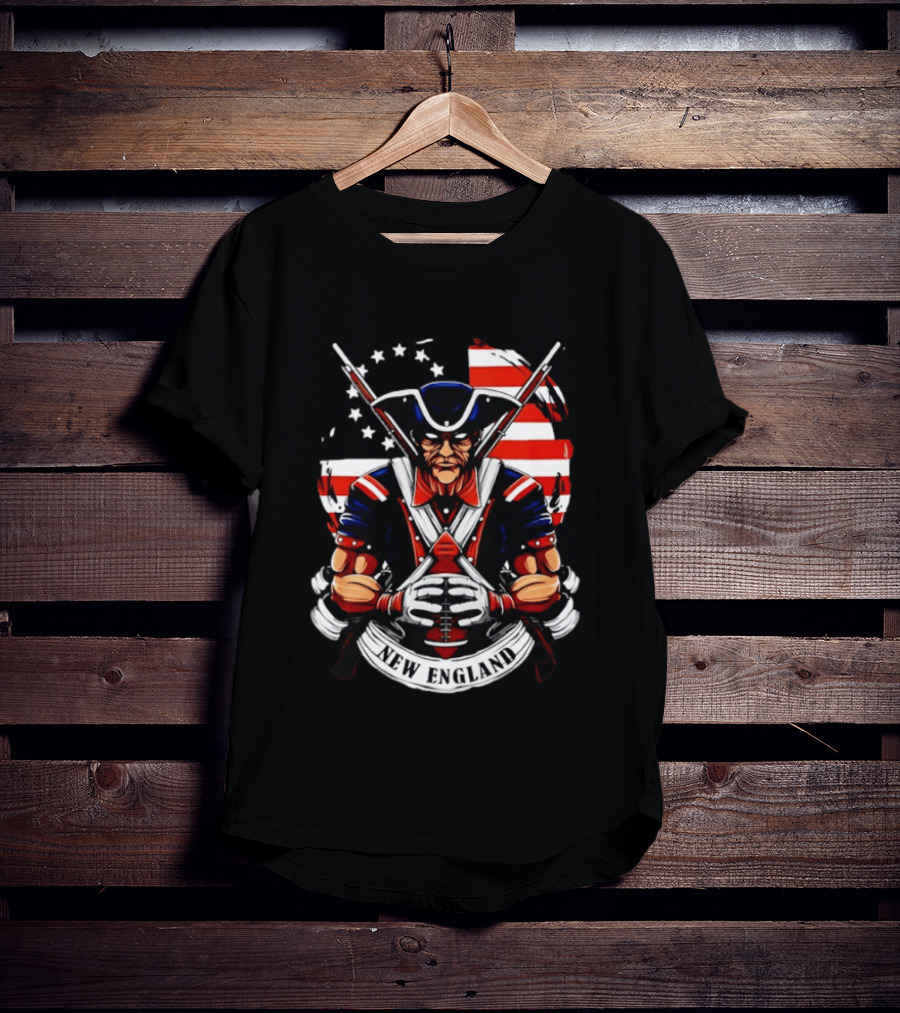 Patriotic New England Patriots American Flag Football Player T-Shirt