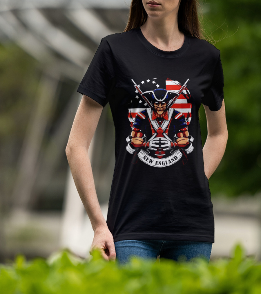 Patriotic New England Patriots American Flag Football Player T-Shirt