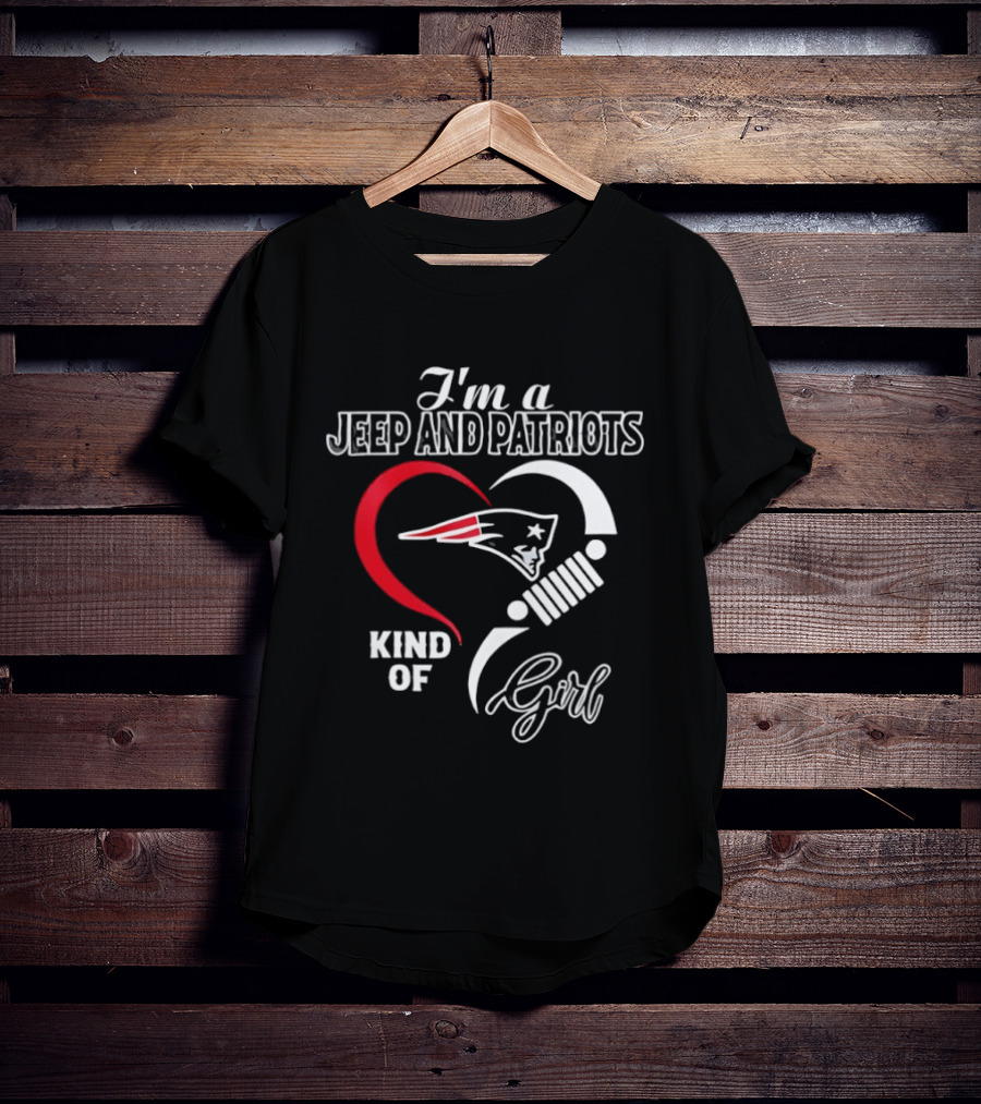 I'm A Jeep And Patriots Kind Of Girl Heart Football T-Shirt