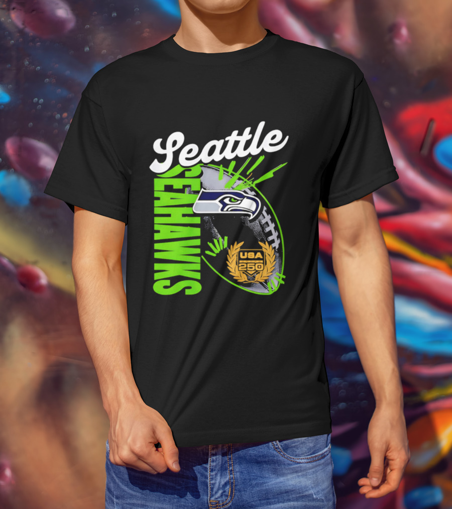 Seattle Seahawks USA 250 Gold Standard Football T-Shirt