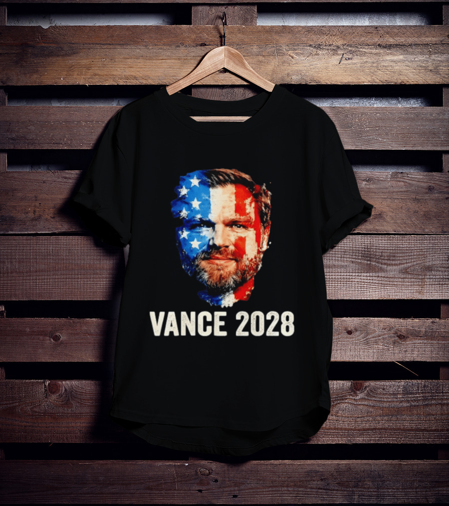 Vance 2028 US Flag Face Patriotic Election Campaign T-Shirt